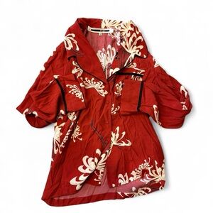 McQ by Alexander McQueen Red and White Floral Button Down Shirt